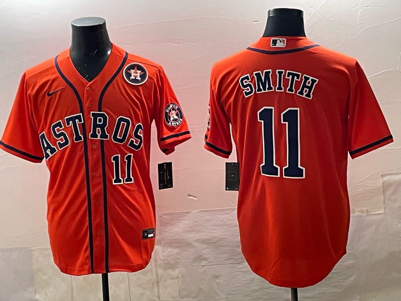 Men 2025 Houston Astros 11 Smith Orange Nike 2025 MLB Jersey 016